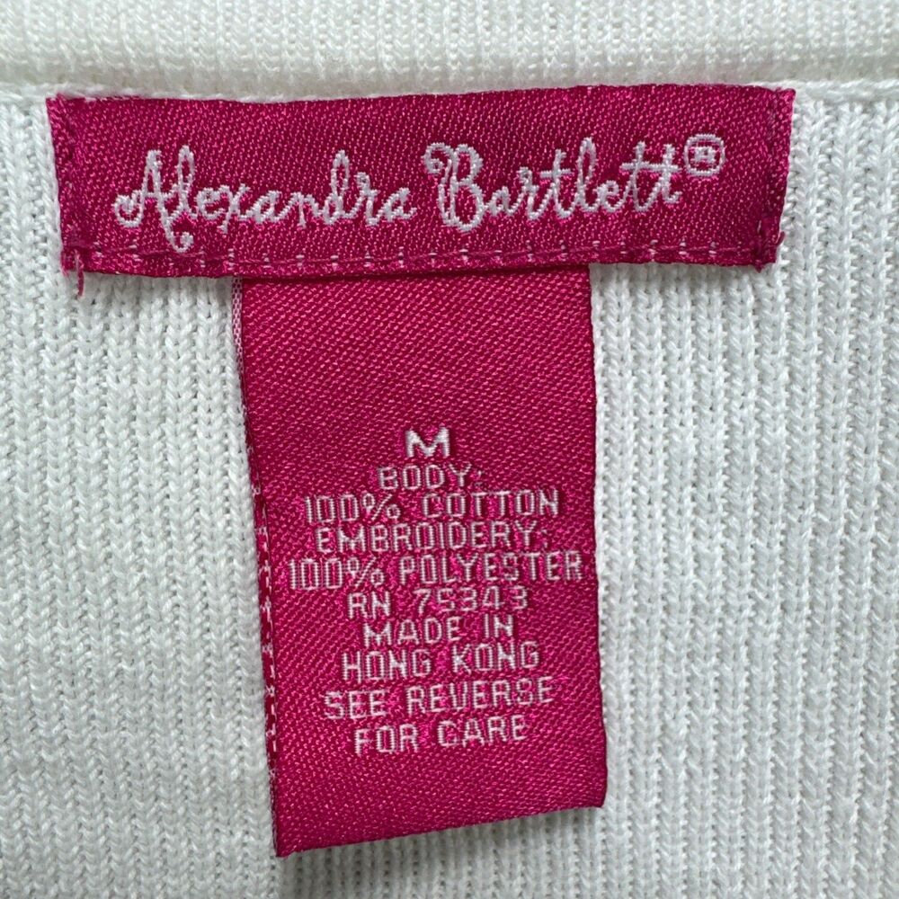 Vintage Alexandra Bartlett Sweater Women's M White Fruit Embroidered Whimsy - Picture 6 of 9